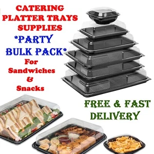 Große Kunststoff Sandwichplatte Tabletts mit Deckel für Party, Catering, Essen Buffet - Bild 1 von 31