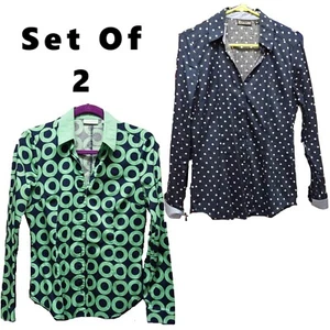 New York &Company Womens Ladies Lot 2 Print Long Sleeve Button Down Blouses Sz S - Picture 1 of 2