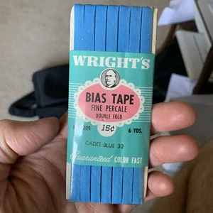 Vintage New Wrights Double Fold Bias Tape 100% Cotton - Cadet Blue 32 - 15 Cents - Picture 1 of 4