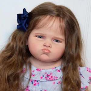 Muñeca renacida de 28 pulgadas cuerpo pintado niño pequeño acabado puchero niña muñeca juguete hecho a mano - Imagen 1 de 3