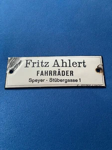 Altes Emailschild Speyer Türschild FAHRRÄDER Emailleschild - Bild 1 von 7