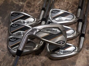 LEFT HAND CALLAWAY MAVRIK GOLF IRON SET 5-AW STEEL XP95 R300 REGULAR FLEX - Picture 1 of 7