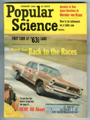 Vintage February 1963 POPULAR SCIENCE Magazine! Detroit Goes Back to the Races! - Image 1 of 4