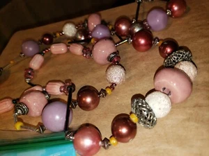 Vintage 48" Burgunderrot, Rosa, Lavendel Halskette - Bild 1 von 4