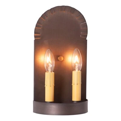 Aplique de lata colonial de 2 luces negro | hecho a mano | 11,5" H x 6" W" Foto 1 de 2