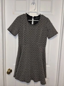 Crystal Doll Juniors' Black White Printed Fit & Flare Dress SIZE 13 0255-J - Picture 1 of 8