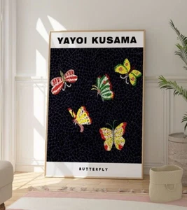 Yayoi Kusama Butterfly Poster, Modern Abstract Print, Pattern Dot Design Artwork - Picture 1 of 5
