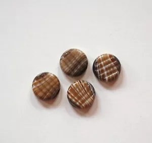 Vintage Brown and White Marbled Ribbed Glass Cabochons (6) cab703V - Picture 1 of 2