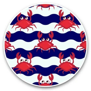 2 x Vinyl Stickers 20cm  - Happy Crab Pattern Nautical Beach Print  #45287 - Afbeelding 1 van 8