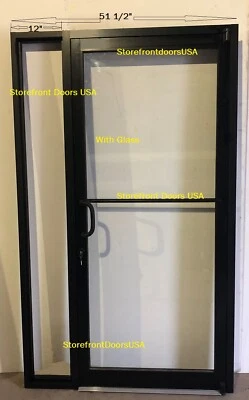 Storefront Door LH offset-pivot 3X7 Bronze anodized w-GLASS, Closer& 12"sidelite - Image 1 of 3