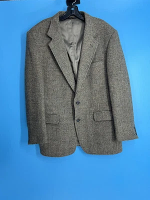 Chaqueta de lana escocesa tejida a mano marrón de tweed Norm Thompson Harris para hombre talla: 41R Foto 1 de 4