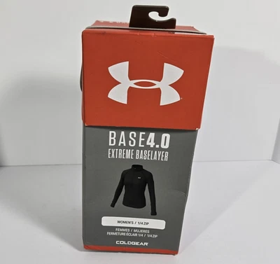 Under Armour 1343319 Womens XL ColdGear Base 4.0 1/2 Zip Baselayer Shirt Black - Image 1 of 4
