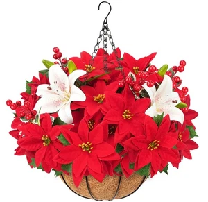 Flores de Navidad Artificiales para Exterior Navidad Colgante Baske... - Imagen 1 de 8