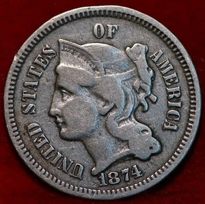 1874 Philadelphia Mint Three Cent Coin - Picture 1 of 2