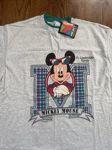 VTG NWT DS 80s Mickey Mouse Ft. Lauderdale Florida Single Stitch Layered Tee XL - Picture 1 of 6
