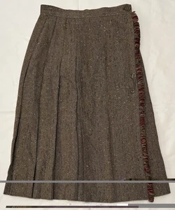 Vintage Susan Bristol Größe 8P Tweed Fischgrätmuster Plissee Midirock Hergestellt in den USA - Bild 1 von 6