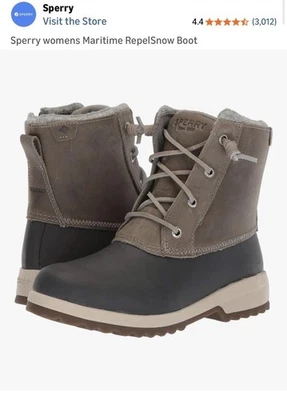 Botas SPERRY Maritime Repel para mujer 8,5 gris/azul marino con aislamiento de goma lluvia nieve pato Foto 1 de 4