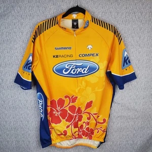 Descente Orange FORD Bicycle Jersey Men's L Biking Shirt MINOR FLAWS - Picture 1 of 10