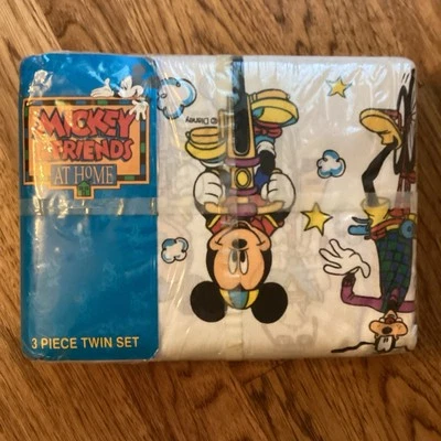 NWT VTG MICKEY MOUSE & FRIENDS AT HOME WAMSUTTA 3-PC TWIN SHEET SET DISNEY GOOFY - Image 1 of 4