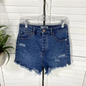 We the Free People Crvy Vintage High Rise Cutoff Jean Shorts Button Fly Size 28 - Picture 1 of 10