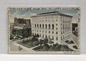YMCA Telephone Building & Detroit Athletic Club, Detroit, Michigan Vtg Postcard - Picture 1 of 2