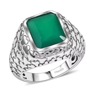 D'Joy Verde Onyx 5.85 ctw Art Deco Ring Size 6 in Rhodium Over Sterling Silver - Image 1 of 4