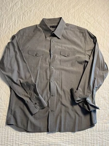 Camicia elegante uomo Banana Republic grigia western tinta unita manica lunga taglia 17-17,5 XL - Foto 1 di 10