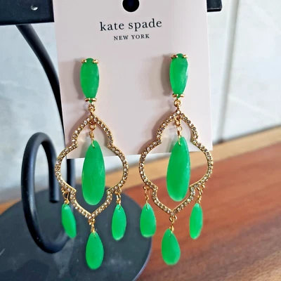 Kate Spade - Gemas de linterna - Pendientes de araña - Verde/Dorado - Nuevo con etiquetas Foto 1 de 4
