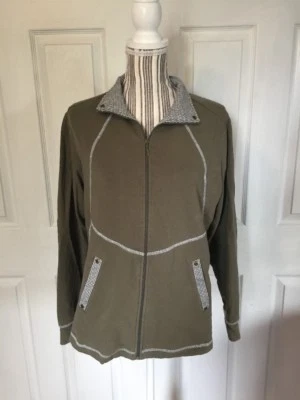 Chaqueta sudadera deportiva inteligente para mujer talla mediana manga oliva con cremallera A-7 Foto 1 de 4