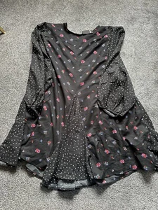 NWT Womens Simply Be Dress, Plus Size 30, Black, Polka Dot, Floral, Summer (27) - Picture 1 of 5