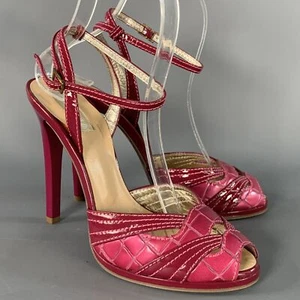 ROBERTO CAVALLI Size 6 Pink Mixed Materials Patent Leather Platform Sandals - Picture 1 of 8