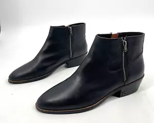 Coach womens 10 B Dani leather western ankle bootie zip black almond toe - Picture 1 of 11