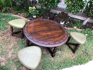 British Classics Low Round Table With 3 Stool by Ethan Allen