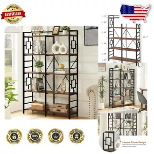 Robust Industrial Bookcase with Unique Geometric Frame and Storage Flexibility - Picture 1 of 10