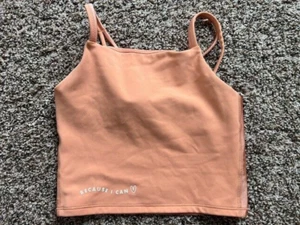 Athleta Girl Orange Longline Bra Crop Top Simone Biles Sz 6/7 Because I Can - Picture 1 of 4
