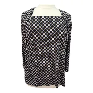 NWT Liz Claiborne Career Blouse SZ 2X Top Shirt Black Rayon Flowy Office Church - Picture 1 of 7