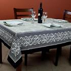  French Country Floral Print Tablecloth Tablecloth 72 x 72 in Black Green