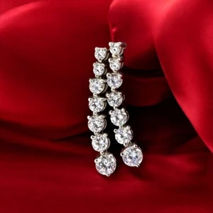 14k White Gold Women Diamond Earring Round Cut Lab Grown 2 Carat - Picture 1 of 11