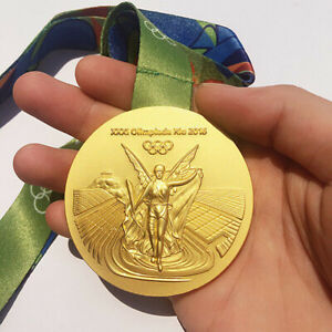 Neuf 2016 médaille d'or RIO DE souvenir olympique avec ruban commémoratif cadeau petit