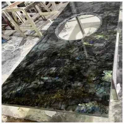 Labradorite Vanity Sink Top | Blue Marble Stone Bathroom Countertop | Luxury Top - Image 1 of 4