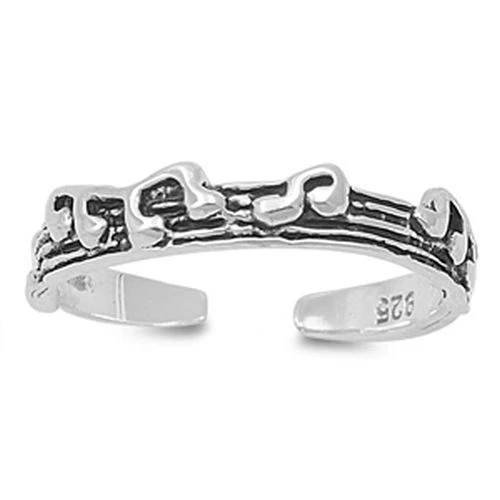 Zehenring Fußschmuck Damen Herren verstellbar Sterling Silber Musiknote - Bild 1 von 1