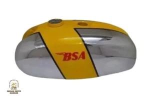 FIT FOR BSA B25 B50 TR25 1971-73 D355 YELLOW & CHROME STEEL PETROL TANK - Picture 1 of 5