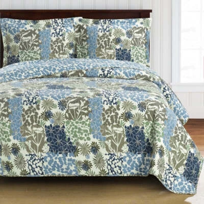 GoLinens Elena Green Forest Quilt Bedding Oversized Reversible Quilt Set - Image 1 of 2