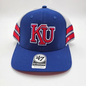 Kansas Jayhawks '47 Adjustable Straight Eight Blue Snapback Trucker Hat - Picture 1 of 8