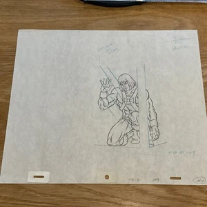 MOTU He Man Animationskunst Original Produktionszeichnung Leaning On Glass - Bild 1 von 7