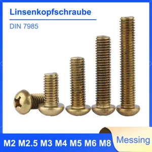 DIN 7985 Messing Linsenkopfschraube mit Kreuzschlitz M2 M2.5 M3 M4 M5 M6 M8 - Bild 1 von 12