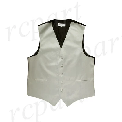 New Men Vesuvio Napoli Tuxedo Vest Waistcoat only prom party Silver 5XL 6XL - Image 1 of 2