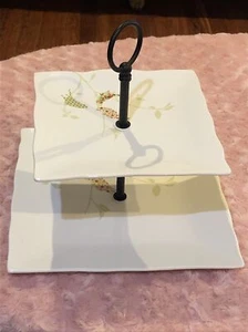 222 Fifth Chintz Birds 2 Tiered Serving Tray - Picture 1 of 4