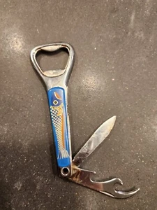 Coltello Portachiavi Apertura Inox Intarsio Pesce Blu Ragazzo Ragazza Scout Made in Korea - Foto 1 di 4