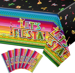 6 Pieces Fiesta Theme Party Tablecloth Cinco De Mayo Party Table Covers Mexican - Picture 1 of 7